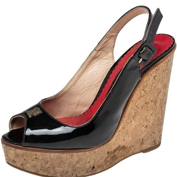 Carolina Herrera Cork Wedge Peep toe Heel - Picture 3 of 10